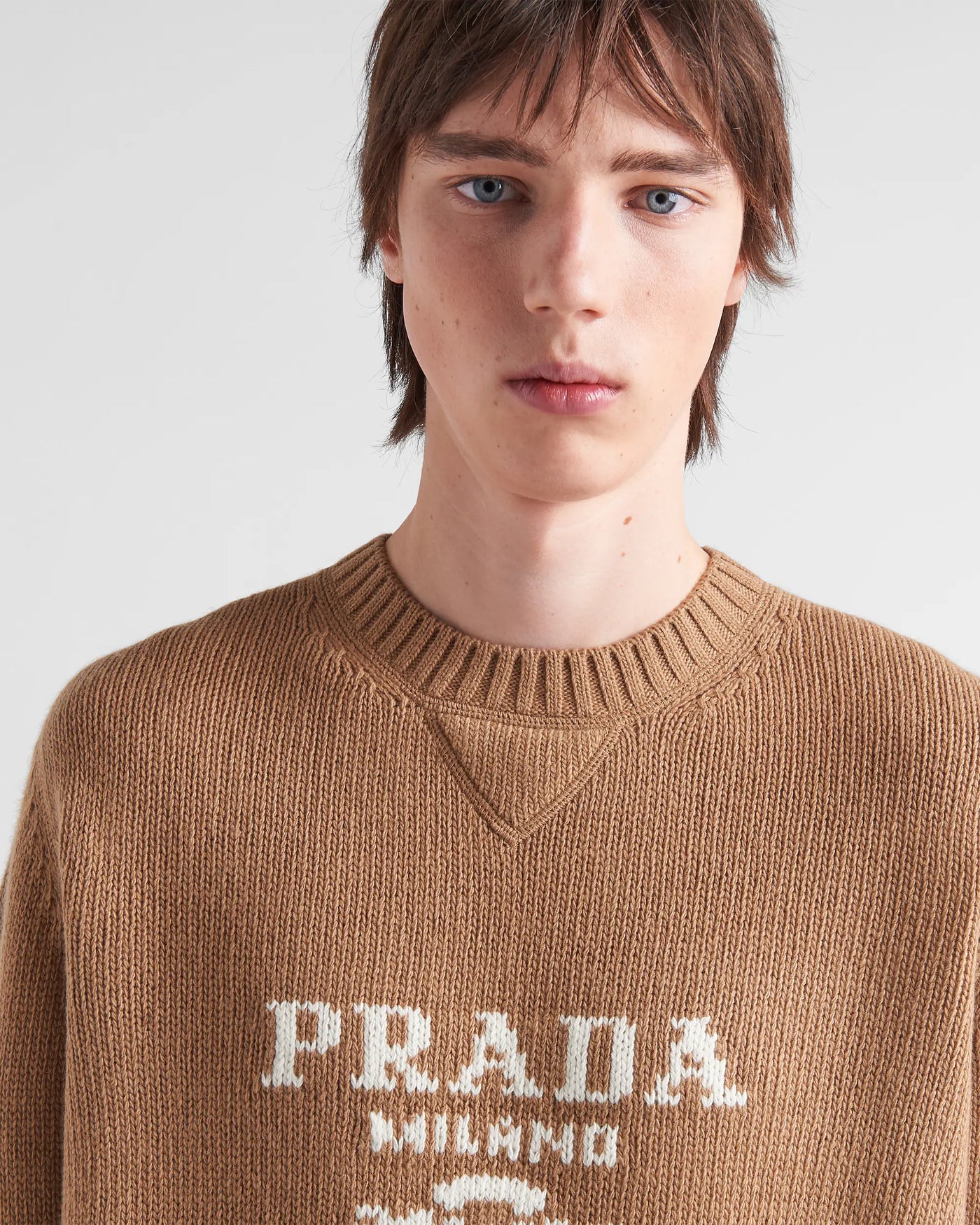 Pull PRADA à col rond en laine et cachemire