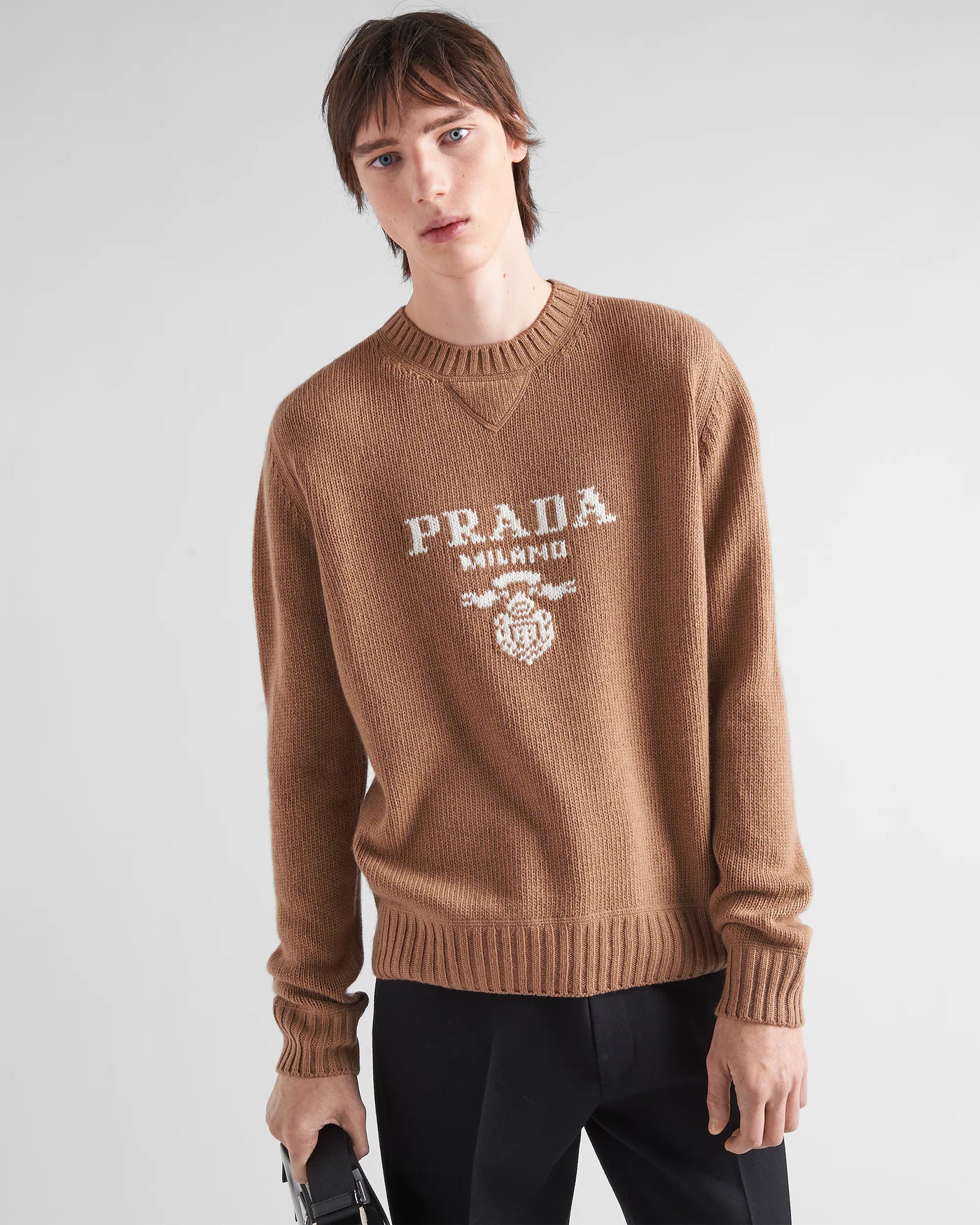 Pull PRADA à col rond en laine et cachemire